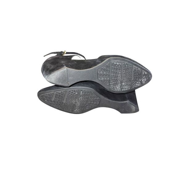 Cole Haan Lacey black womans 9 strap wedge sandal soft suede career - Picture 6 of 6